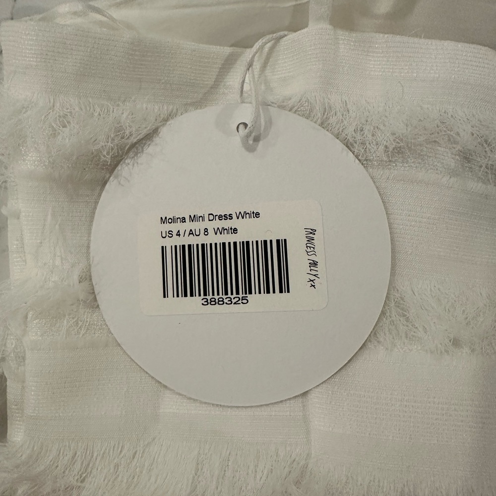 Princess Polly Molina White Mini Dress Size 4 straps eyelash ruffle fringe  NWT - Picture 11 of 12